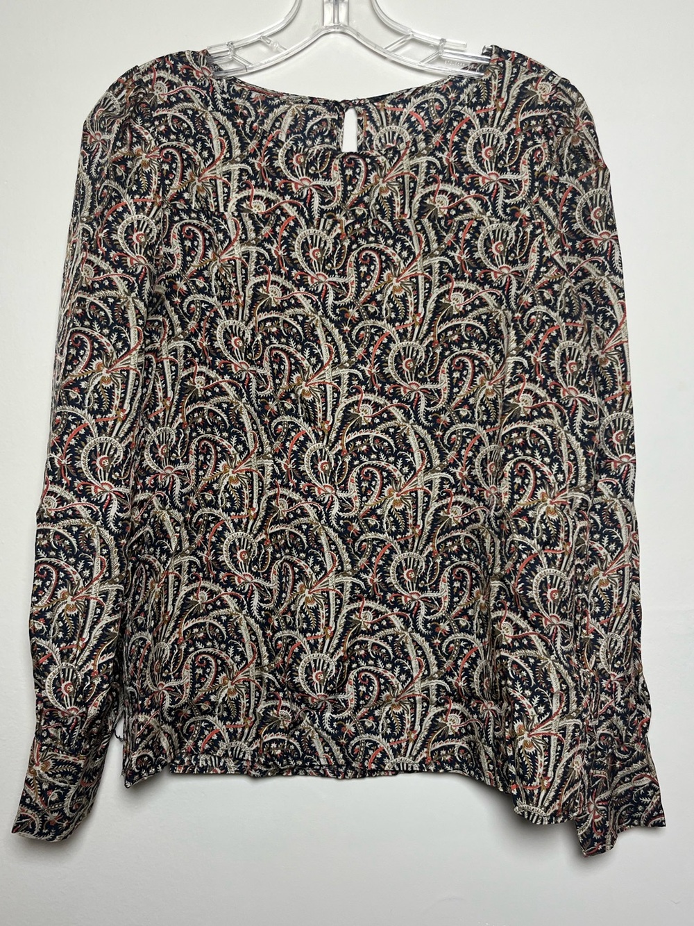 Women's J.Crew Talitha Blouse Silk Feather Paisley Print Long-Sleeve Blouse